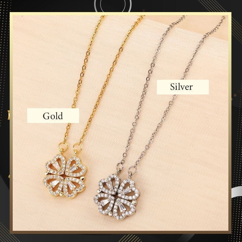 Lisslune | Heart-shaped necklace with four leaves