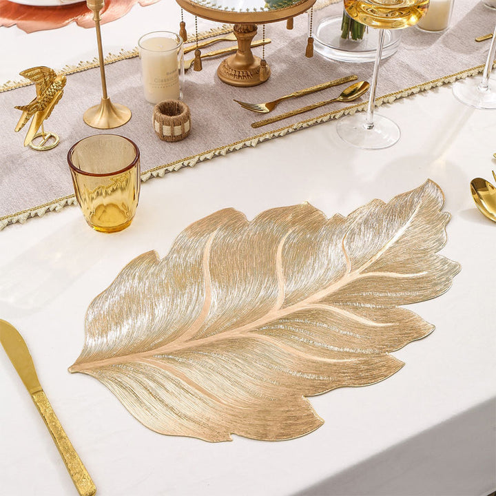 Lisslune | Gold Leaf Luxury Placemat – 3D Elegant Table Mat made of PVC