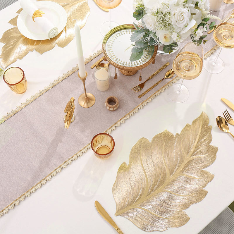 Lisslune | Gold Leaf Luxury Placemat – 3D Elegant Table Mat made of PVC