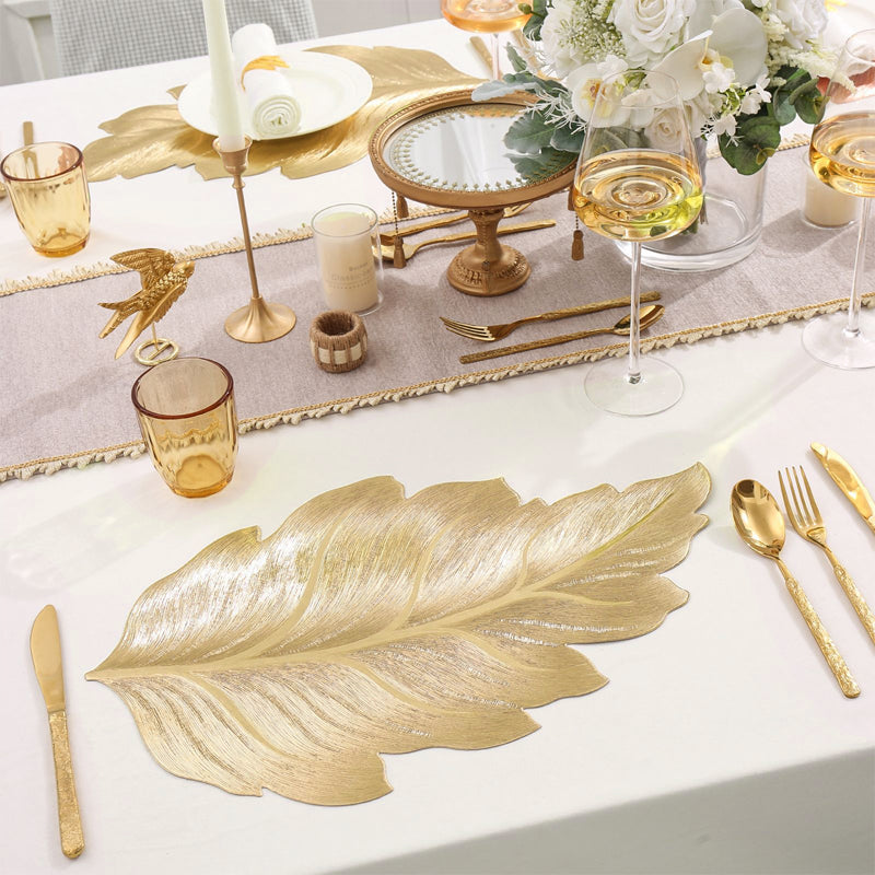 Lisslune | Gold Leaf Luxury Placemat – 3D Elegant Table Mat made of PVC