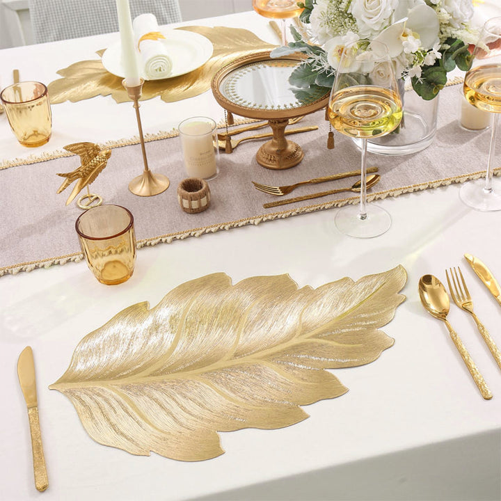 Lisslune | Gold Leaf Luxury Placemat – 3D Elegant Table Mat made of PVC