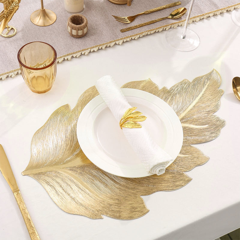 Lisslune | Gold Leaf Luxury Placemat – 3D Elegant Table Mat made of PVC