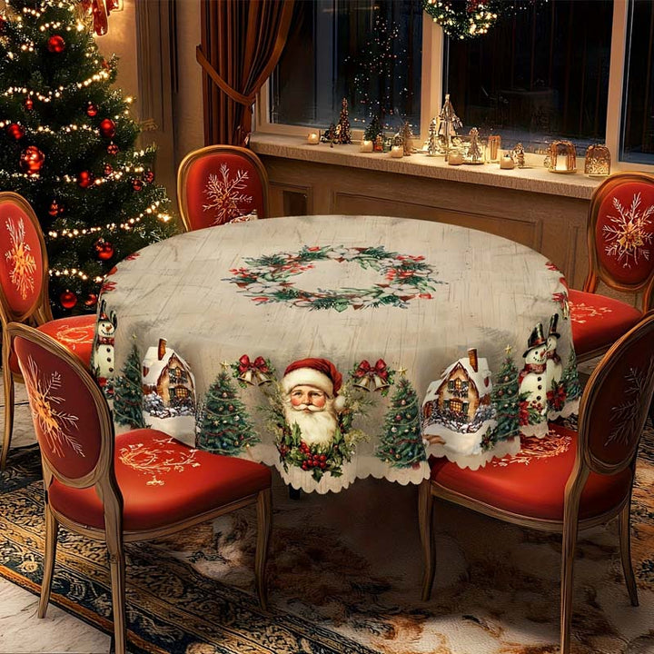 Lisslune | Christmas Table Runner with Reindeer and Snowmen – Durable Polyester Tablecloths Model PineGlow