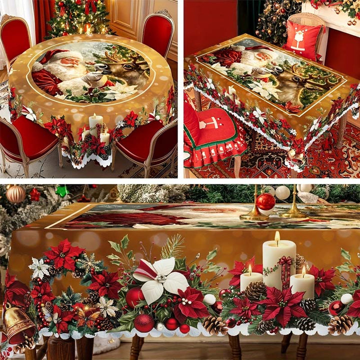 Lisslune | Christmas Table Runner with Reindeer and Snowmen – Durable Polyester Tablecloths Model PineGlow