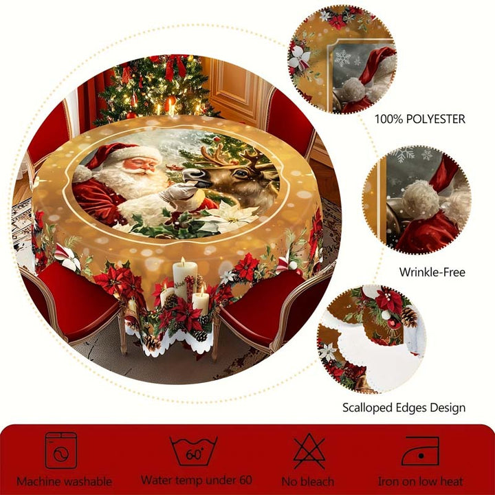 Lisslune | Christmas Table Runner with Reindeer and Snowmen – Durable Polyester Tablecloths Model PineGlow