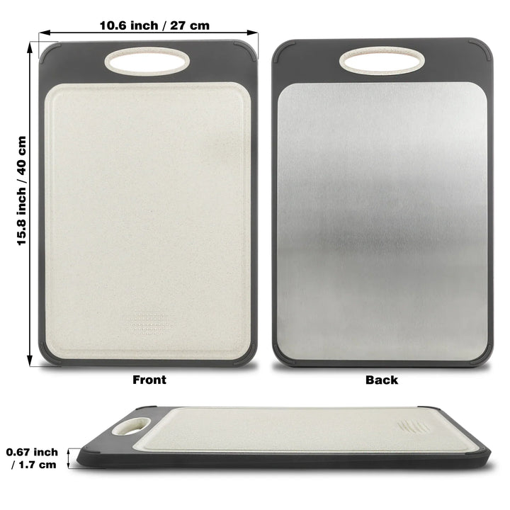 Lisslune | Hygienic stainless steel cutting board with non-slip handle for precise cutting