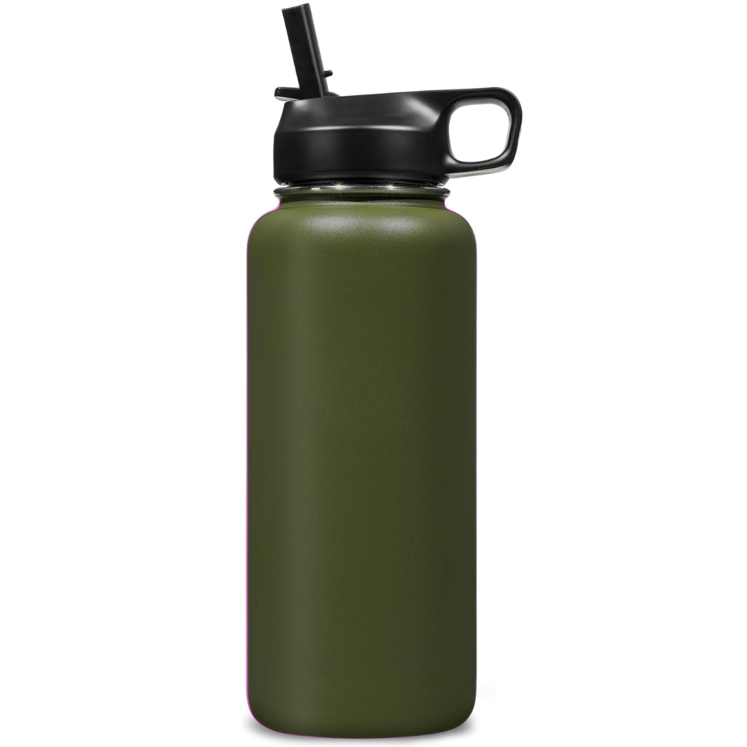 Lisslune | Stainless Steel Insulated Water Bottle with Straw - For Cold & Hot Drinks