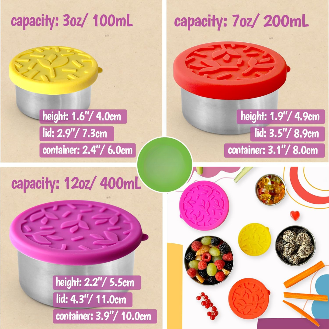 Lisslune | Stainless Steel Lunch Box Set with Lids – 100ml, 200ml, 400ml