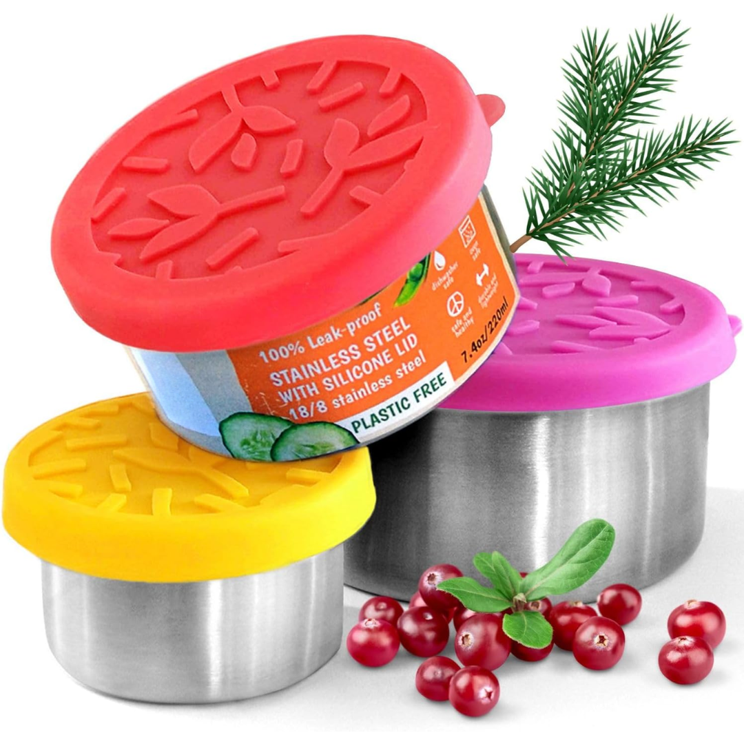 Lisslune | Stainless Steel Lunch Box Set with Lids – 100ml, 200ml, 400ml