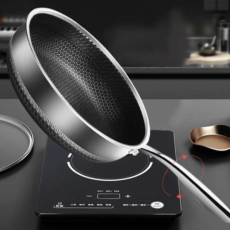 Lisslune | FERROFLAME – Stainless Steel Frying Pan with Honeycomb Heat Distribution