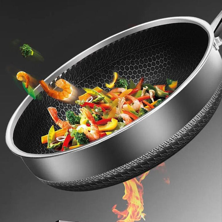Lisslune | FERROFLAME – Stainless Steel Frying Pan with Honeycomb Heat Distribution