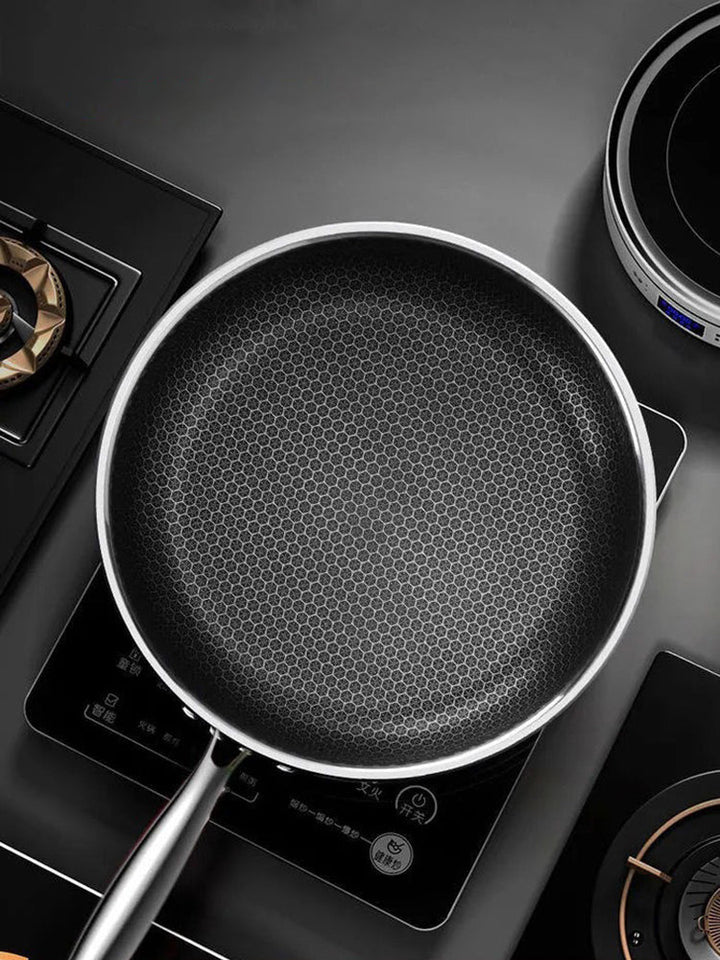 Lisslune | FERROFLAME – Stainless Steel Frying Pan with Honeycomb Heat Distribution