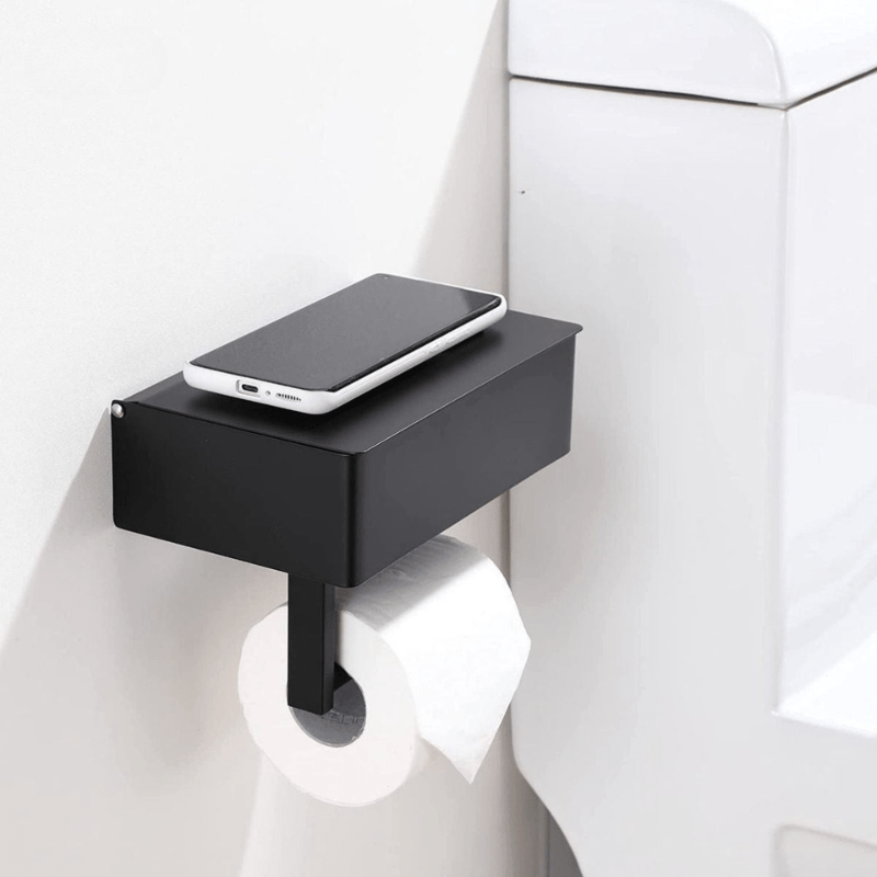 Lisslune | SteelDeluxe Toilet Paper Holder – Stainless Steel with Multifunctional Waterproof Storage Shelf for Modern Bathrooms