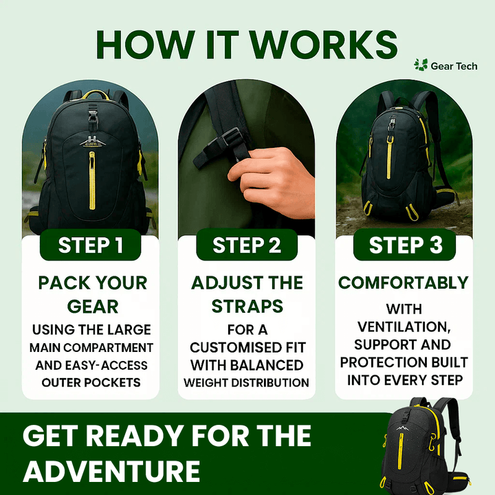 Lisslune | 40L Waterproof Hiking Backpack with Multiple Compartments for Outdoor Adventures and Travel