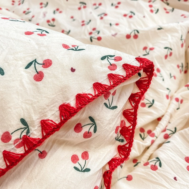 Rynx | Sewn Edge Red Cherries Bedding Set