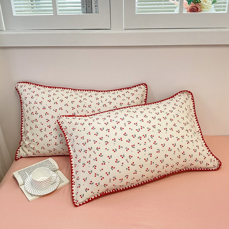 Rynx | Sewn Edge Red Cherries Bedding Set