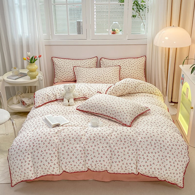 Rynx | Sewn Edge Red Cherries Bedding Set