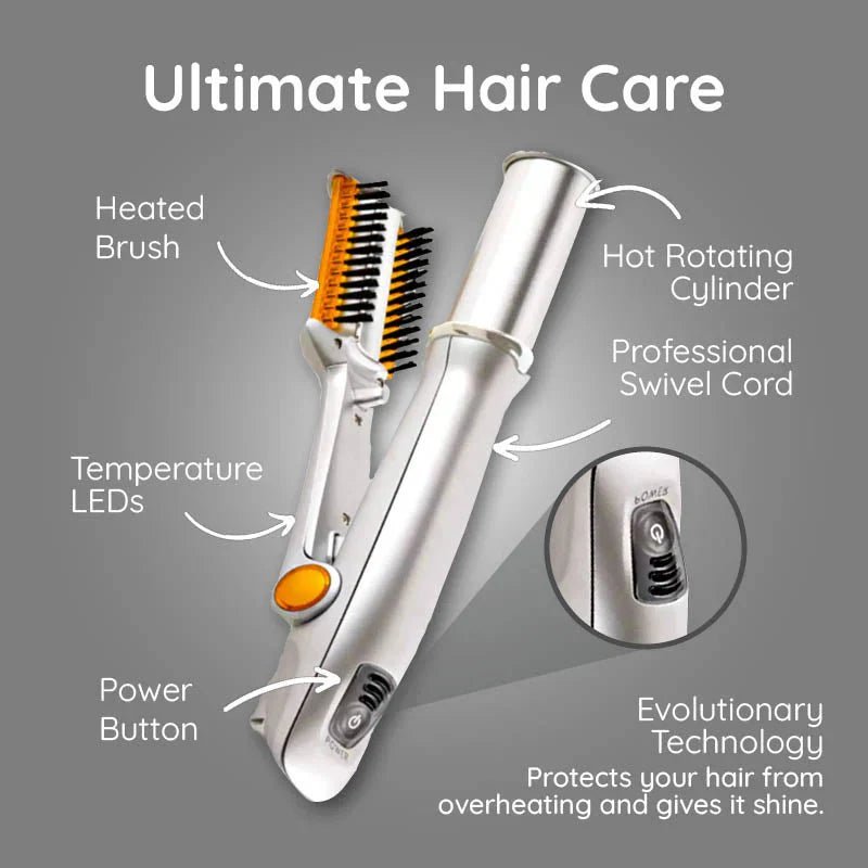 Lisslune | STYLESPIN – 2-in-1 Rotating Hair Brush with Adjustable Heat Settings