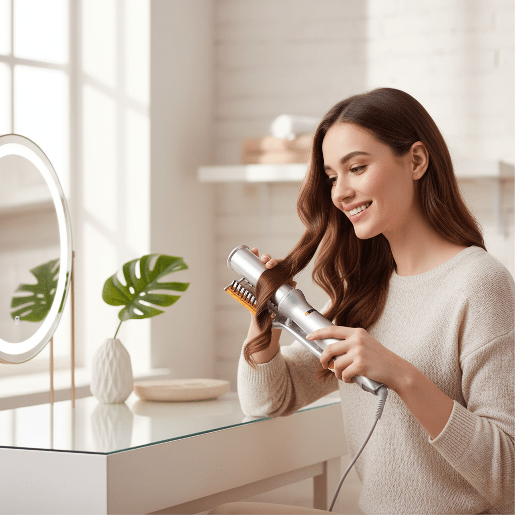 Lisslune | STYLESPIN – 2-in-1 Rotating Hair Brush with Adjustable Heat Settings