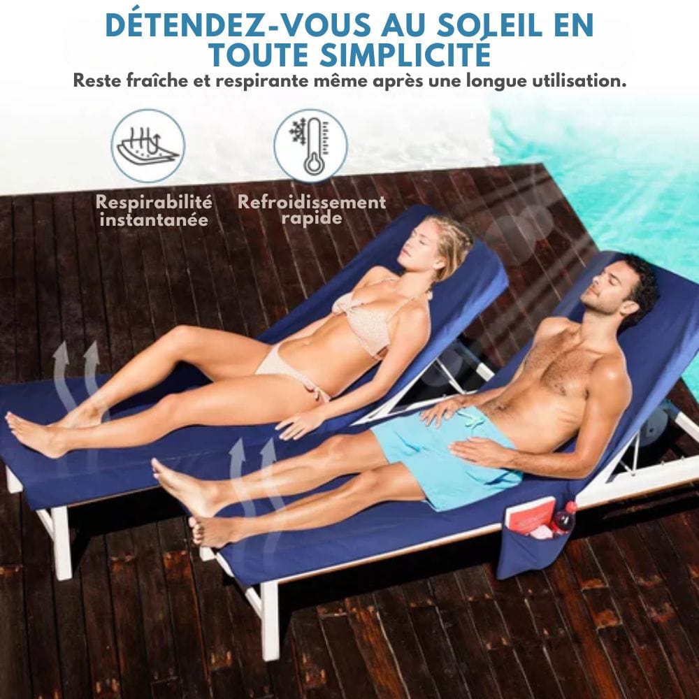 Lisslune | Sunlounge Towel – Non-Slip Lounger Cover with Side Pockets