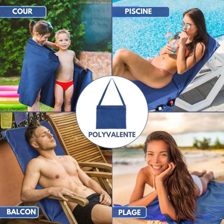 Lisslune | Sunlounge Towel – Non-Slip Lounger Cover with Side Pockets