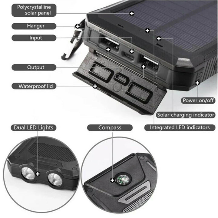 Lisslune | SUNVAULT MAX – Waterproof Solar Power Bank with 30000mAh Capacity