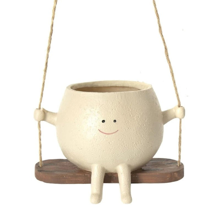 Lisslune | Swing Face Hanging Planter – Adorable Resin Succulent Pot for Indoor & Outdoor Decor, Perfect Christmas Gift