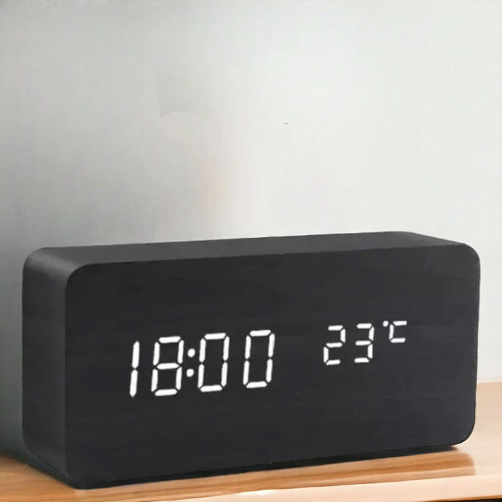 Lisslune | Wood LED Alarm Clock – Voice & Temp Display