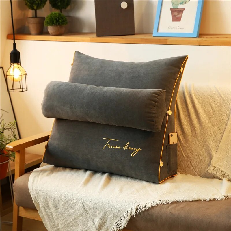 Lisslune | Ergonomic Backrest Reading Pillow | Adjustable Neck Support, Removable Cover & Side Pockets for Comfort in Bed or Sofa