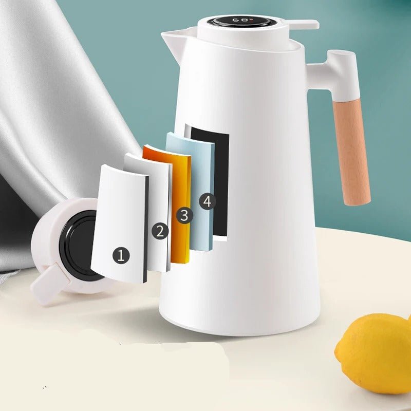 Lisslune | ThermoWood – Smart Insulated Thermos Jug with Digital Temperature Display & Wooden Handle