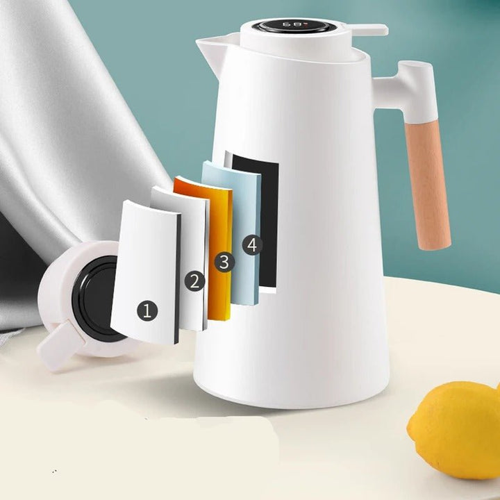 Lisslune | ThermoWood – Smart Insulated Thermos Jug with Digital Temperature Display & Wooden Handle