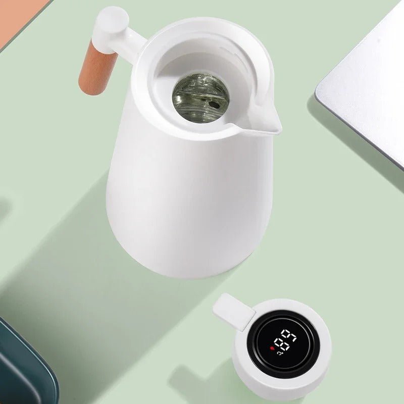 Lisslune | ThermoWood – Smart Insulated Thermos Jug with Digital Temperature Display & Wooden Handle