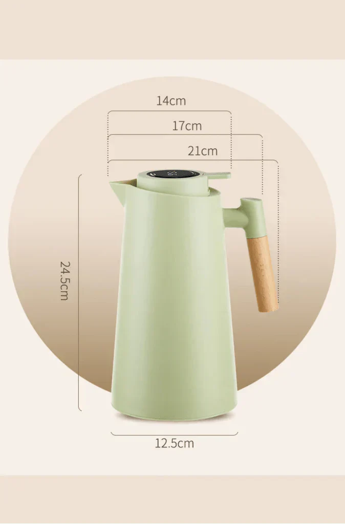 Lisslune | ThermoWood – Smart Insulated Thermos Jug with Digital Temperature Display & Wooden Handle