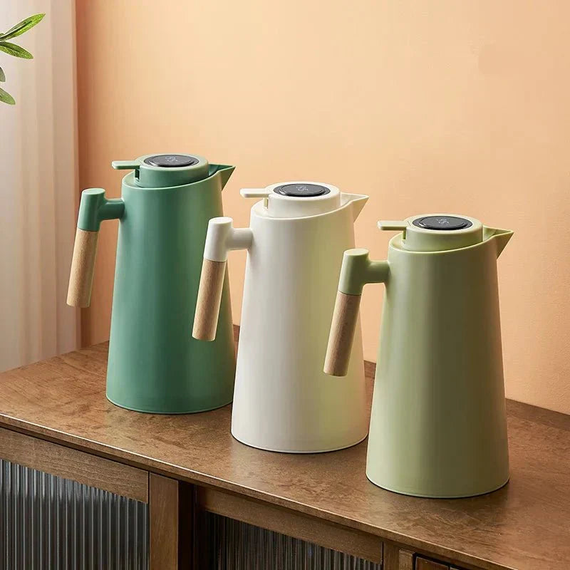 Lisslune | ThermoWood – Smart Insulated Thermos Jug with Digital Temperature Display & Wooden Handle