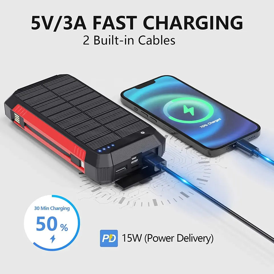 Lisslune | 30000mAh Solar Charger Wireless Waterproof Power Bank External