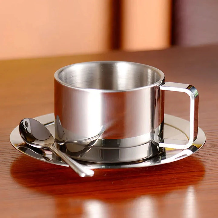Lisslune | Three-Piece Stainless Steel Coffee Cup Set