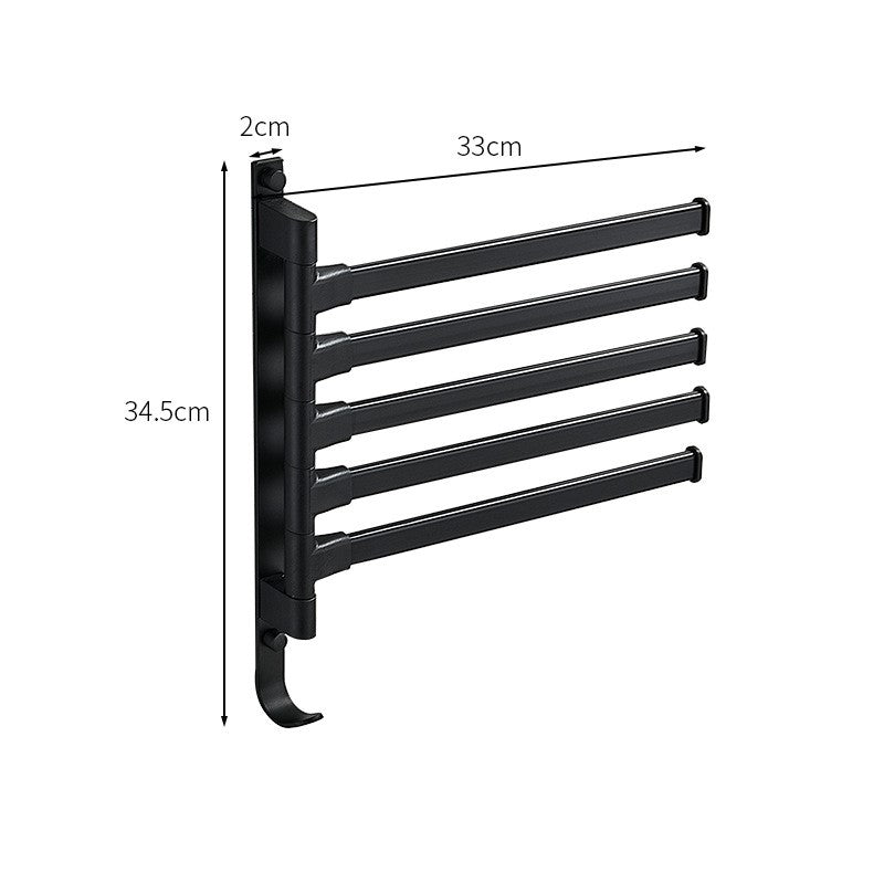 Lisslune | Tidyrack 5-Arm Towel Organizer – Modern Space-Saving Wall Rack in Matte Black for Stylish Bathroom Storage