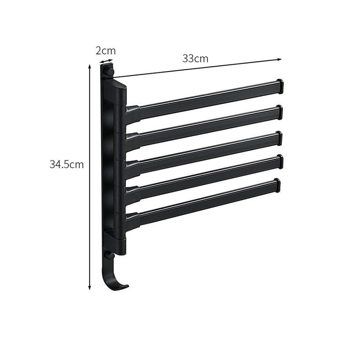 Lisslune | Tidyrack 5-Arm Towel Organizer – Modern Space-Saving Wall Rack in Matte Black for Stylish Bathroom Storage