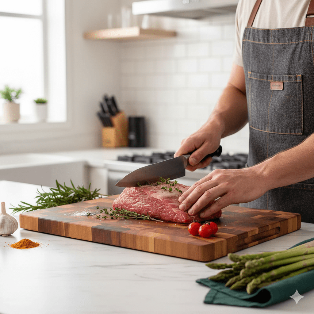 Lisslune | TIMBERSERVE – Antibacterial Acacia Wood Cutting Board with Elegant Chessboard Design