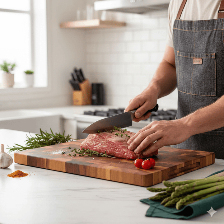 Lisslune | TIMBERSERVE – Antibacterial Acacia Wood Cutting Board with Elegant Chessboard Design