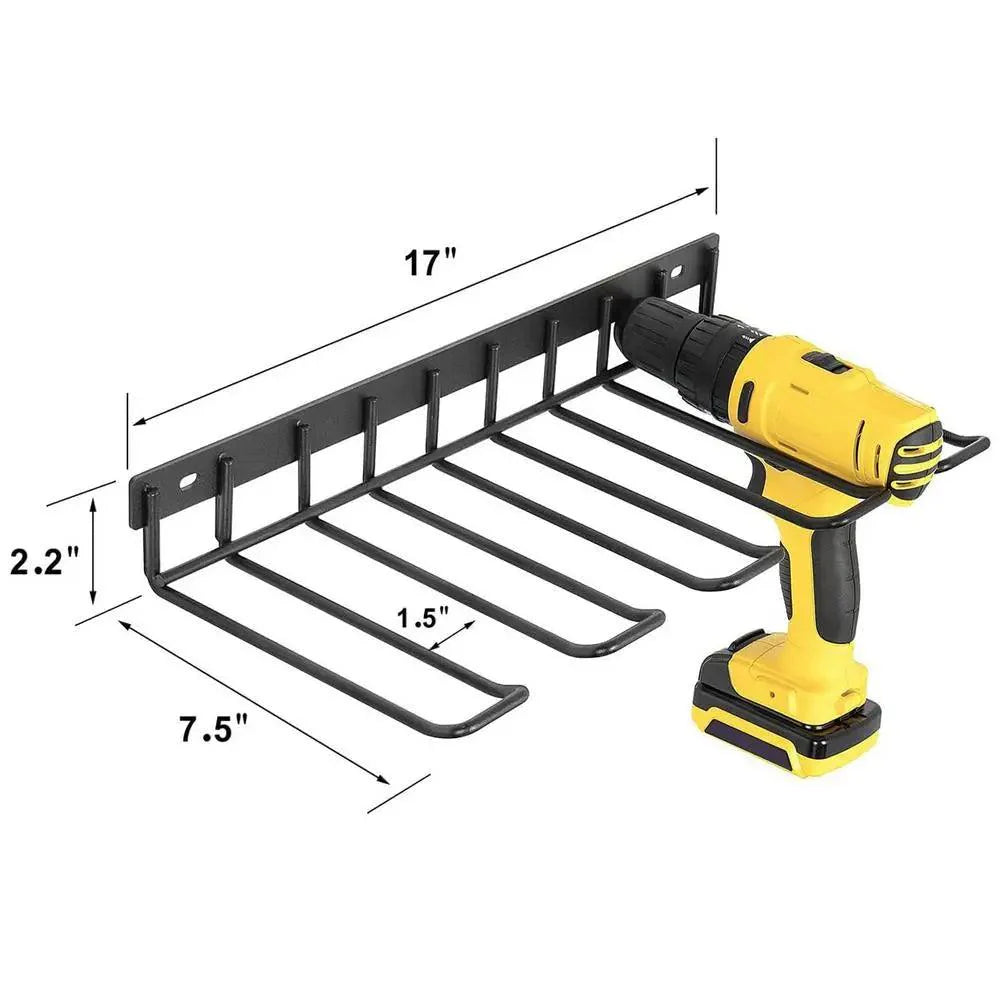 Lisslune | Wall Mount Metal Drill Storage Rack - Heavy and Easy to Install