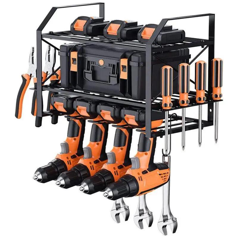 Lisslune | Wall Mount Metal Drill Storage Rack - Heavy and Easy to Install