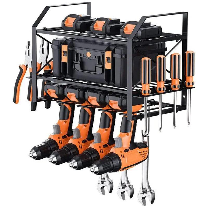 Lisslune | Wall Mount Metal Drill Storage Rack - Heavy and Easy to Install