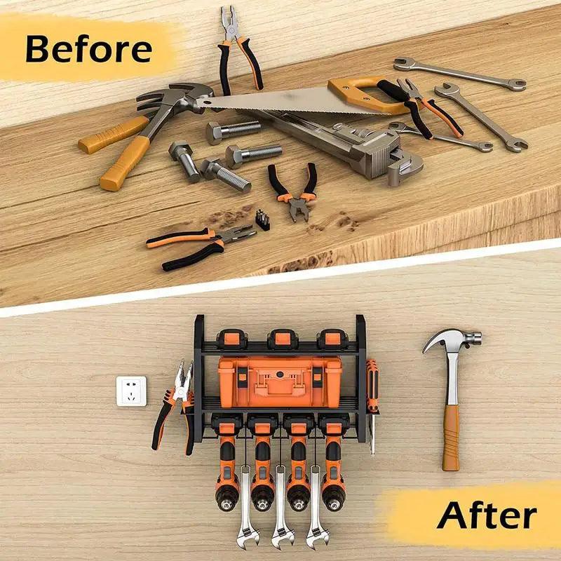 Lisslune | Wall Mount Metal Drill Storage Rack - Heavy and Easy to Install