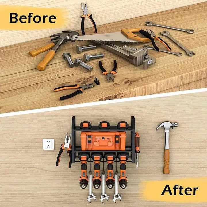 Lisslune | Wall Mount Metal Drill Storage Rack - Heavy and Easy to Install