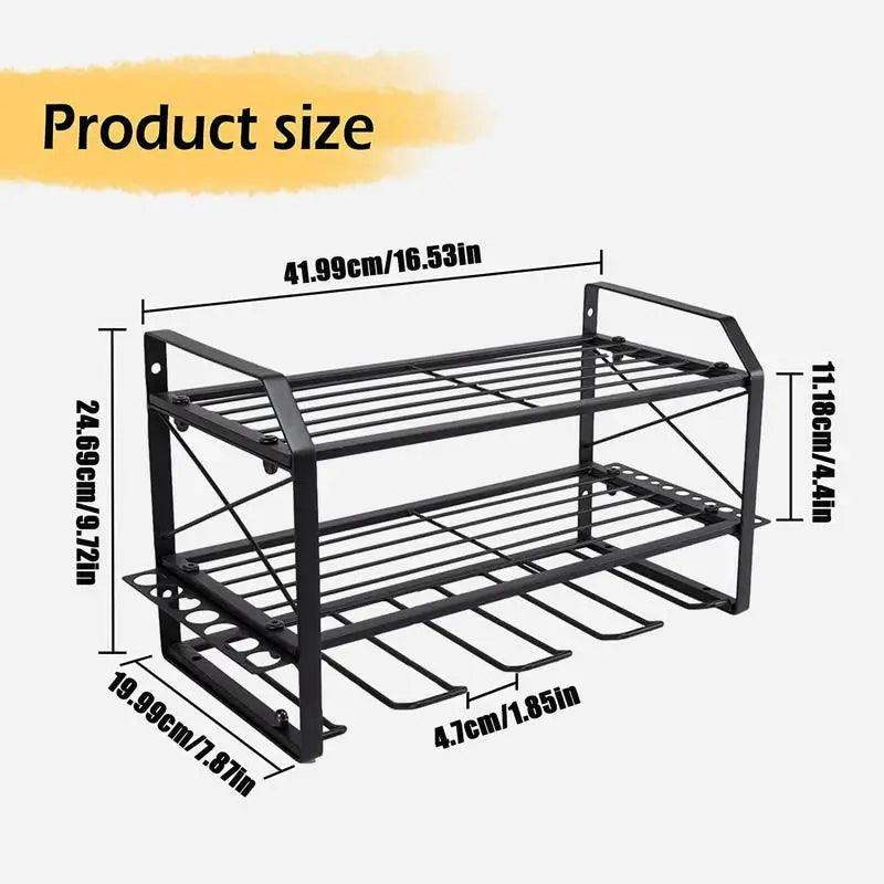 Lisslune | Wall Mount Metal Drill Storage Rack - Heavy and Easy to Install