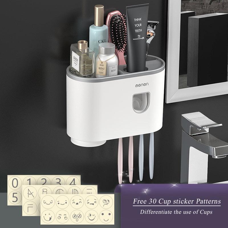 Lisslune | Slim magnetic toothbrush and toothpaste organizer with automatic dispenser for a stylish bathroom upgrade