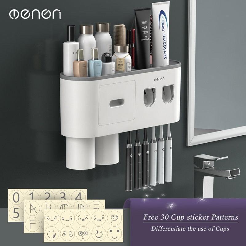 Lisslune | Slim magnetic toothbrush and toothpaste organizer with automatic dispenser for a stylish bathroom upgrade