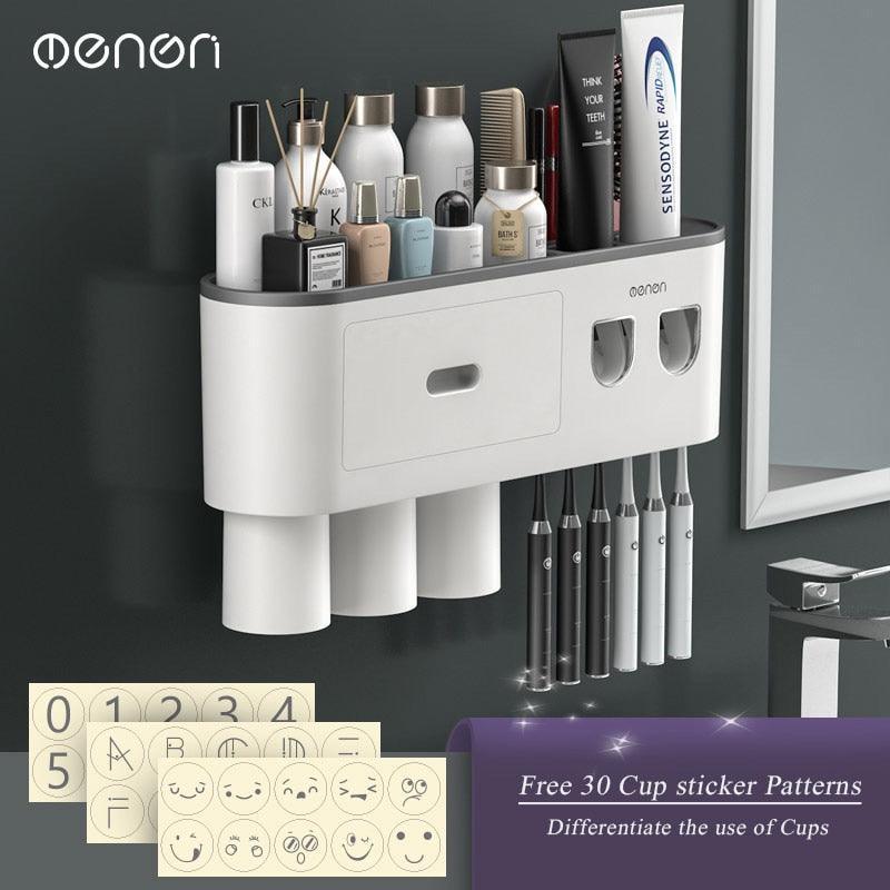 Lisslune | Slim magnetic toothbrush and toothpaste organizer with automatic dispenser for a stylish bathroom upgrade