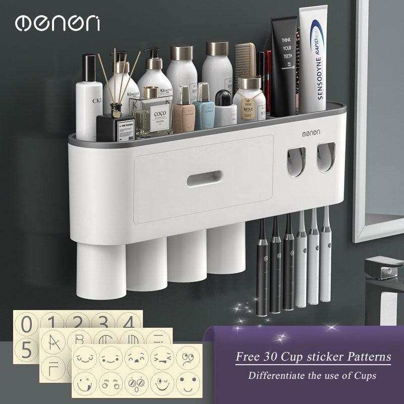 Lisslune | Slim magnetic toothbrush and toothpaste organizer with automatic dispenser for a stylish bathroom upgrade